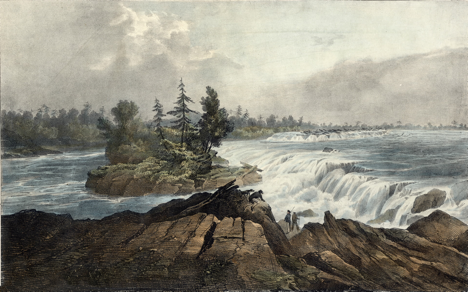Painting of Asinabka, wild and free, before the dam.